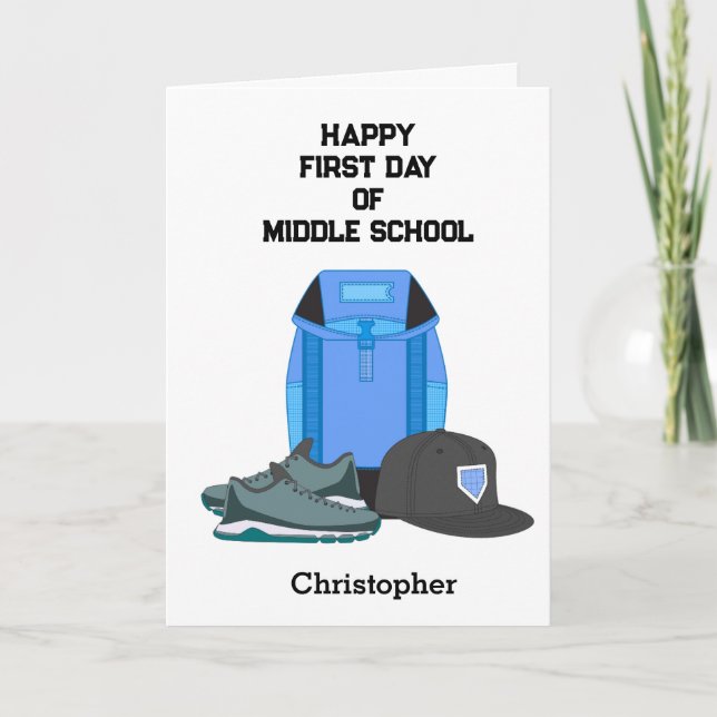 Personalized Boy's First Day of Middle School Card (Front)