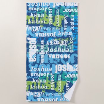 Personalized Boy's Girl's Name Funky Subway Art Beach Towel by adams_apple at Zazzle