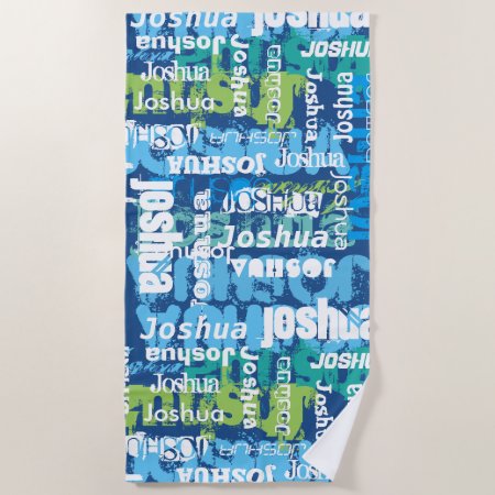 Personalized Boy's Girl's Name Funky Subway Art Beach Towel