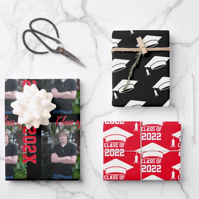 Personalized Boys Graduation  Wrapping Paper Sheets (Front)