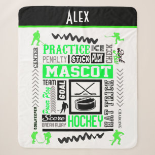 Personalized Boys Hockey Terminology Sherpa Blanket