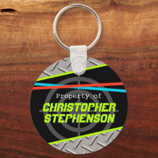 Personalized Boys Laser Tag Theme Name ID Keychain