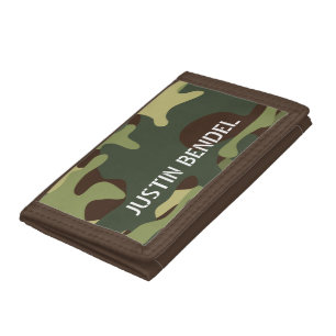 Personalized Boy's Men's Camo Camouflage Military Trifold Wallet