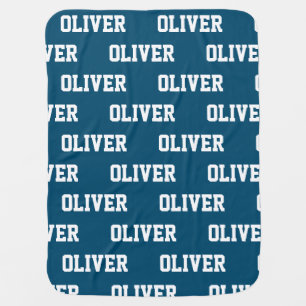 Personalized Boy's Name Athletic Sports Blue Baby Blanket