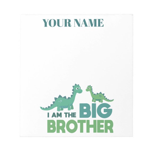 Personalized boys name big brother dinosaur notepad (Front)