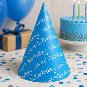 Personalized Boy's Name Birthday Blue Party Hats