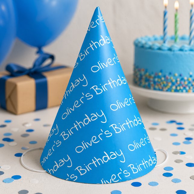 Personalized Boy's Name Birthday Blue Party Hats (Creator Uploaded)