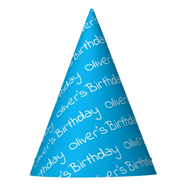 Personalized Boy's Name Birthday Blue Party Hats (Front)