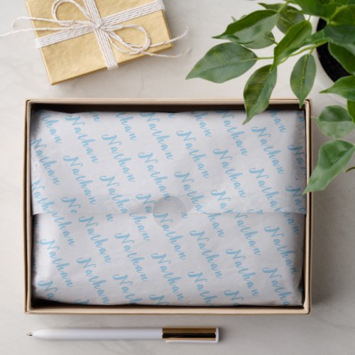 Personalized Boys Name Blue Birthday Party Tissue Paper