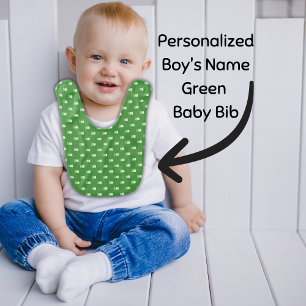 Personalized Boy's Name Green Baby Bib