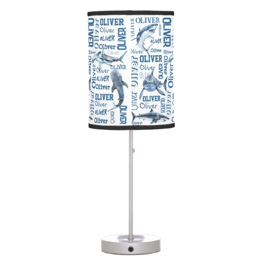 Personalized boys name lamp with sharks (Back)