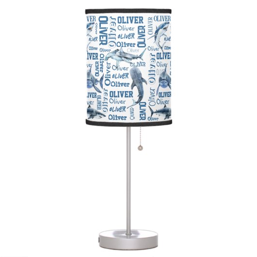 Personalized boys name lamp with sharks (Left)
