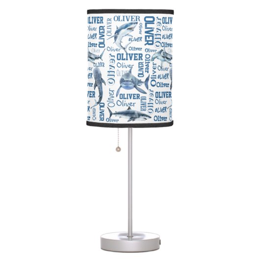 Personalized boys name lamp with sharks (Right)