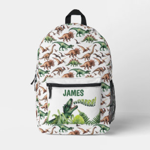 Personalized Boy's Name T-Rex Dinosaurs Printed Backpack