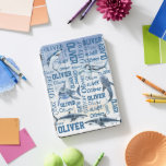 Personalized boys name with sharks collage iPad pro cover<br><div class="desc">Personalized boys name with sharks collage cover. Medium length name ocean,  sharks theme,  makes a lovely present for boys and men.</div>