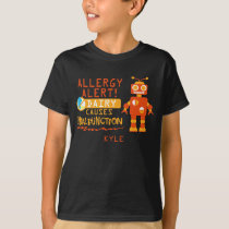 Personalized Boys Orange Robot Dairy Allergy Alert T-Shirt
