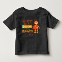 Personalized Boys Orange Robot Dairy Allergy Alert Toddler T-shirt
