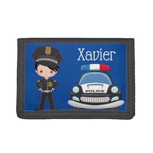 Personalized Boys Police Officer  Car Trifold Wal Trifold Wallet
