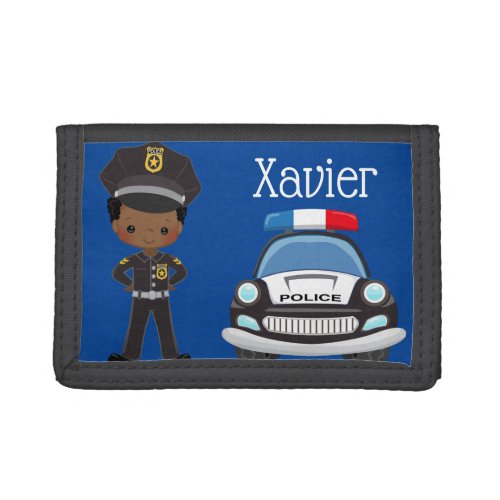 Personalized Boys Police Officer  Car Trifold Wal Trifold Wallet