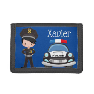 Personalized Boys Police Officer & Car Trifold Wal Wallet