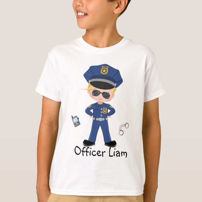Personalized Boys Police Officer Law Enforcment T-Shirt (Front)