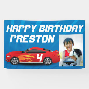 Personalized Boys Race Car Birthday Party Photo Banner