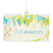 Personalized Boy's Room Banner Pendant Shade Hanging Lamp