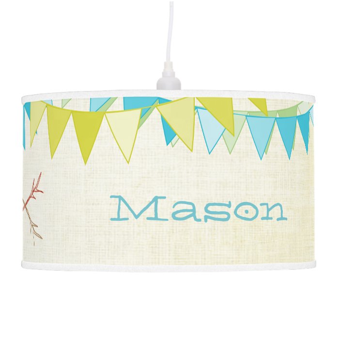 Personalized Boy's Room Banner Pendant Shade Lamp