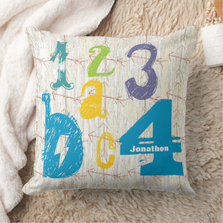 Personalized Boy's Room Crossed Arrow ABC 1234 Throw Pillow