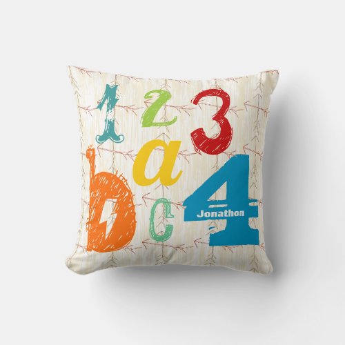 Personalized Boys Room Crossed Arrow ABC 1234 Throw Pillow