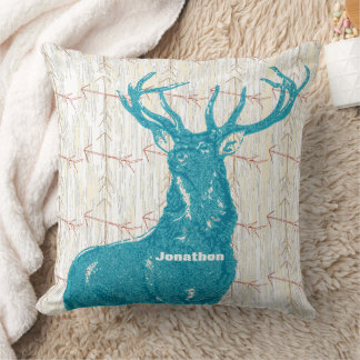 Personalized Boy's Room Crossed Arrow Deer Throw Pillow