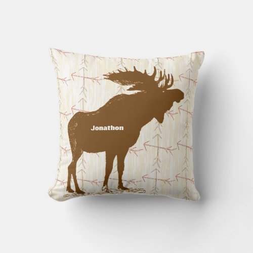 Personalized Boys Room Crossed Arrow Moose Throw Pillow