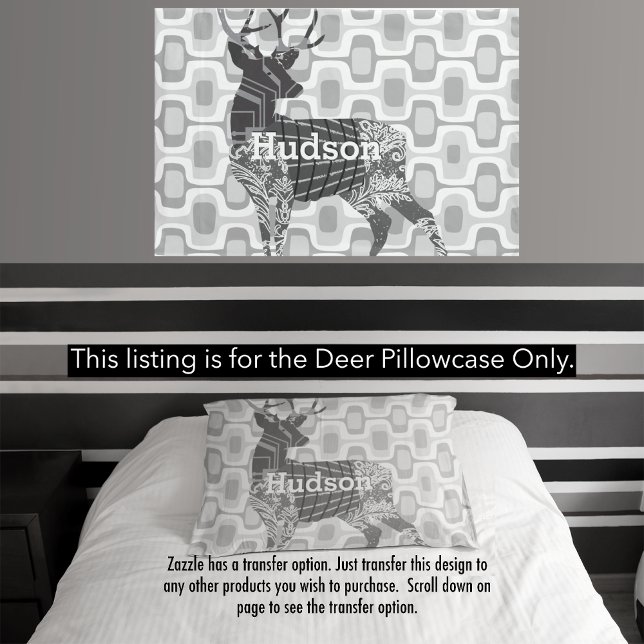 Personalized Boy's Room Deer Mid-Century Pillowcase (Creator Uploaded)