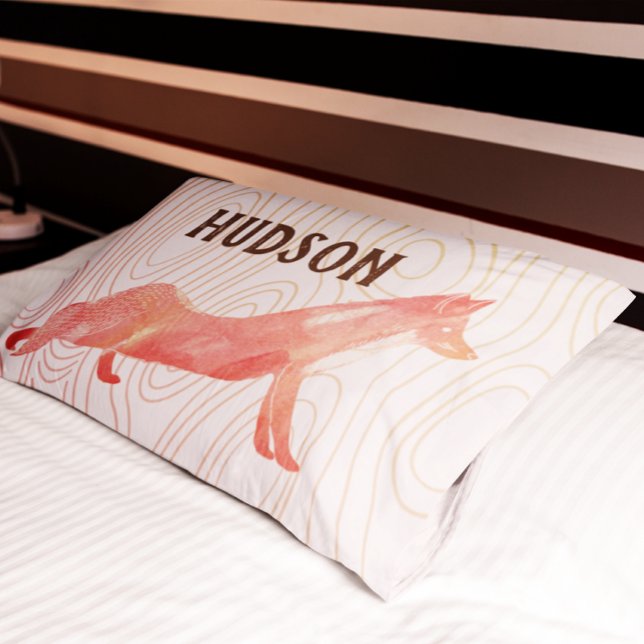 Personalized Boy's Room Fox Wood Texture Pillowcase (Creator Uploaded)