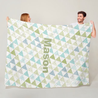 Personalized Boy's Room Modern Teepee Pattern Fleece Blanket