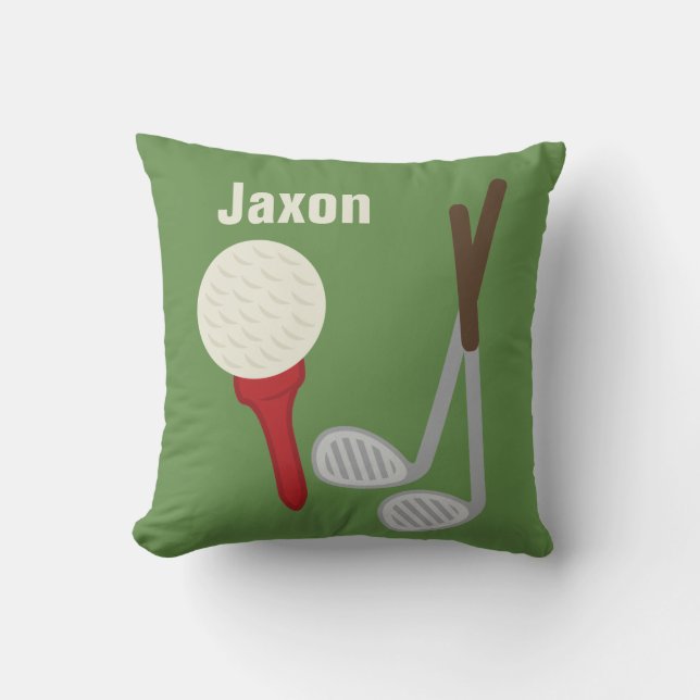 Personalized Boys Room Nursery Golf Throw Pillow (Front)