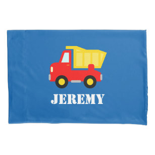 Personalized boys room pillowcase with dump truck
