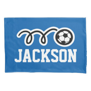 Personalized boys room pillowcase with soccer ball