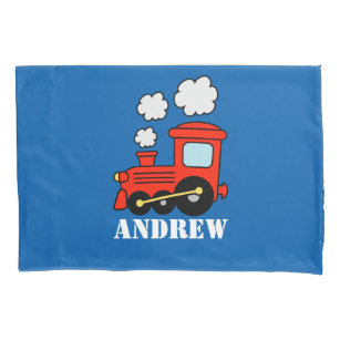 Personalized boys room pillowcase with toy train
