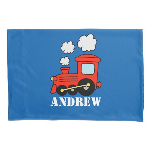 Personalized boys room pillowcase with toy train