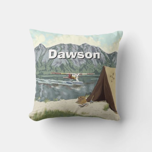 Personalized Boys Room Woodland  Camping Mountain Throw Pillow