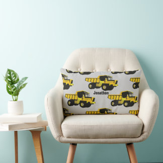 Personalized Boy's Room YELLOW Dump Truck Lumbar Pillow