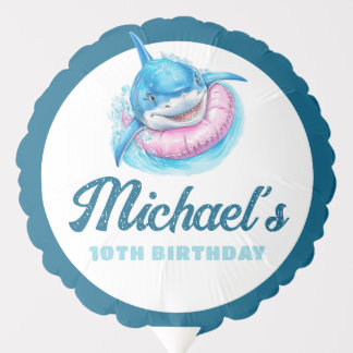 Personalized Boys Shark Pool Party Balloon