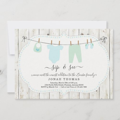 Personalized Boys Sip and See Invitation _ Rustic