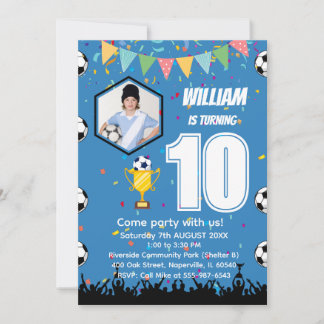 Personalized Boys Soccer Birthday Invitation Card