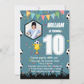 Personalized Boys Soccer Birthday Invitation Card