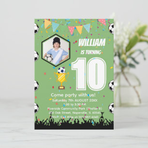 Personalized Boys Soccer Birthday Invitation Card