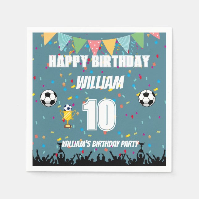 Personalized Boys Soccer Birthday Napkins (Front)
