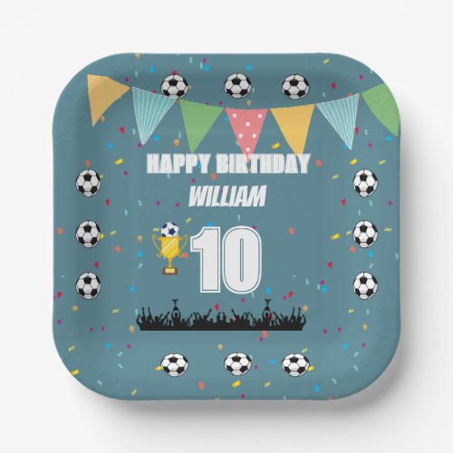 Personalized Boys Soccer Birthday Party Plates