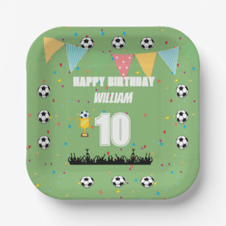 Personalized Boys Soccer Birthday Party Plates